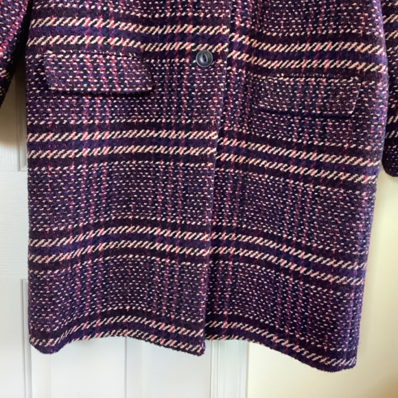 Rag & Bone Estelle Cocoon Wool Blend Plaid Coat Purple SZ Large - Picture 10 of 16